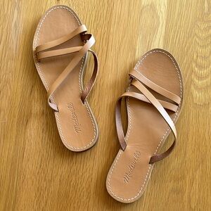 Madewell The Boardwalk Skinny-Strap Slide Sandal in Brown Size 8